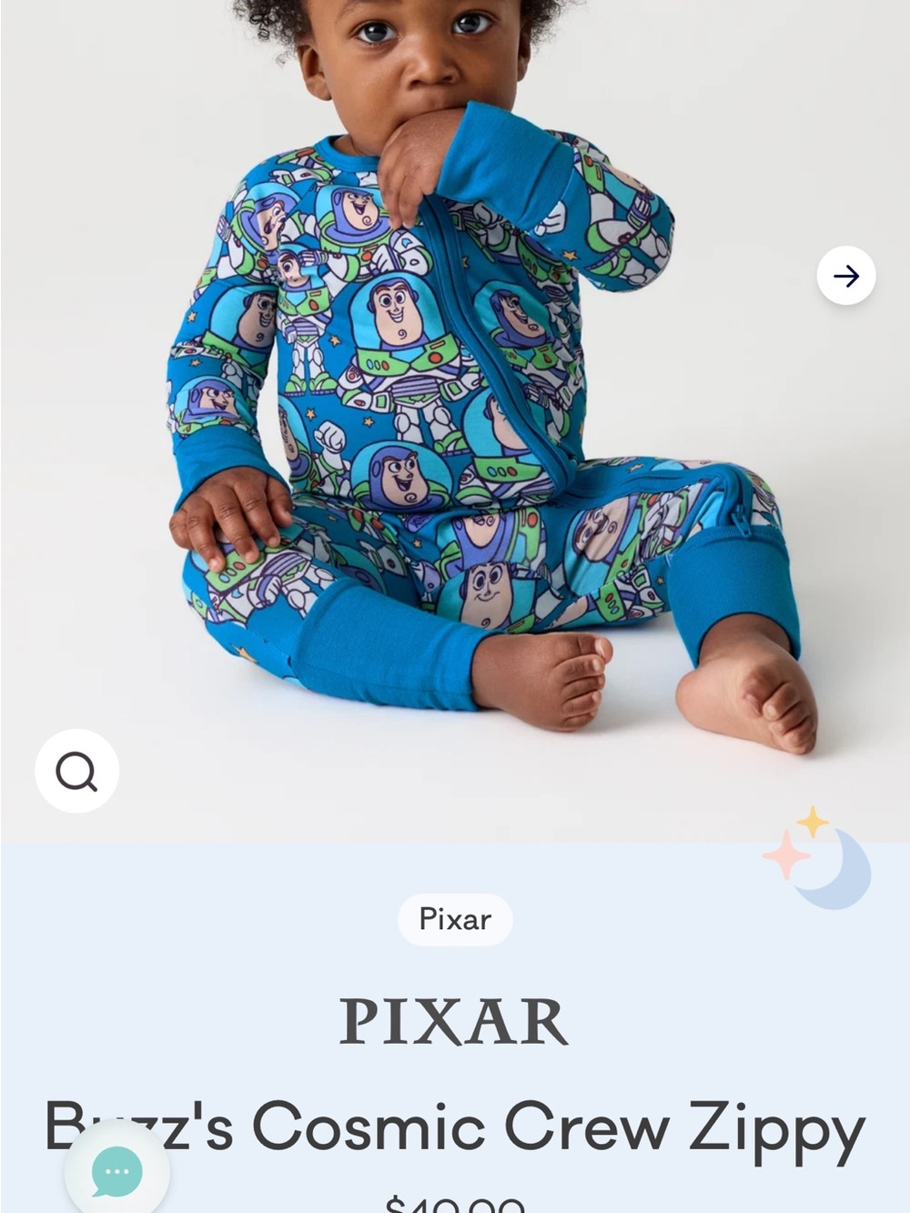 Little Sleepies Blue Buzz Lightyear All-Over Zippy Pajamas